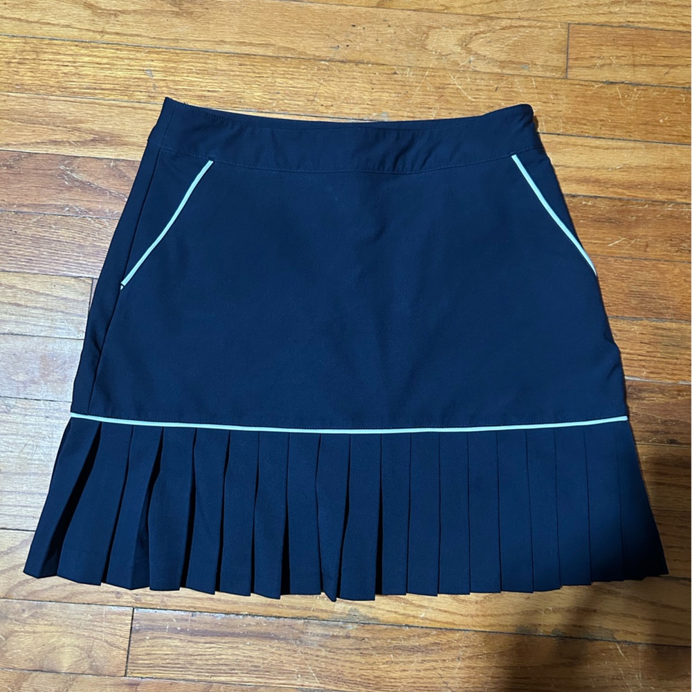 Lady Hagen Navy A-Line Skirt with White Accents